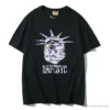 Hypeyourbeast Clothes BAPE NYC New York Limited Purple Camouflage Ape Head Tee Shirt 'BLACK'