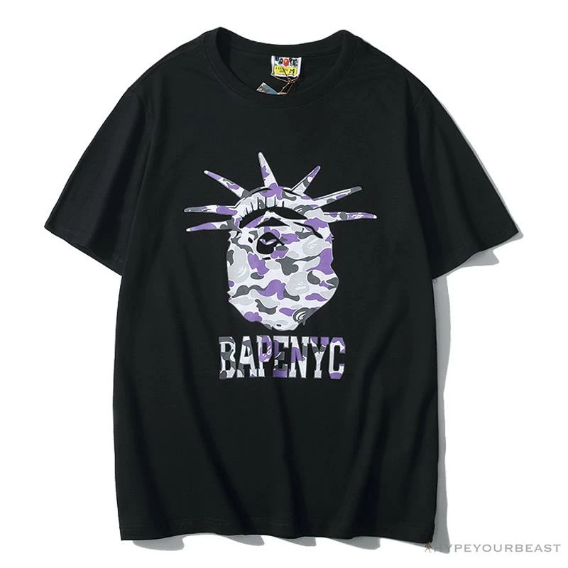 Hypeyourbeast Clothes BAPE NYC New York Limited Purple Camouflage Ape Head Tee Shirt 'BLACK' 1 Hypeyourbeast Clothes BAPE NYC New York Limited Purple Camouflage Ape Head Tee Shirt 'BLACK'