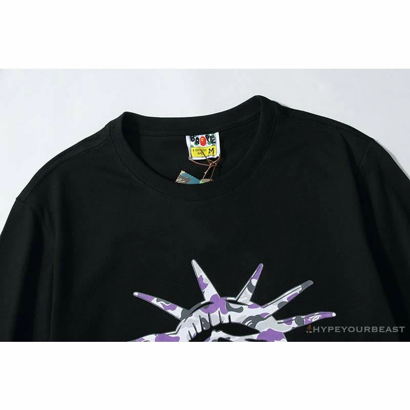 Hypeyourbeast Clothes BAPE NYC New York Limited Purple Camouflage Ape Head Tee Shirt 'BLACK' 3 Hypeyourbeast Clothes BAPE NYC New York Limited Purple Camouflage Ape Head Tee Shirt 'BLACK'