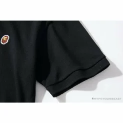 Hypeyourbeast BAPE Solid Color Versatile Embroidered Ape Head Small Badge Polo Shirt 'BLACK' Clothes