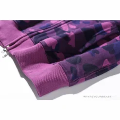 Hypeyourbeast BAPE Shark Head Classic Embroidered Camouflage Zip-Up Hoodie 'PURPLE' Clothes