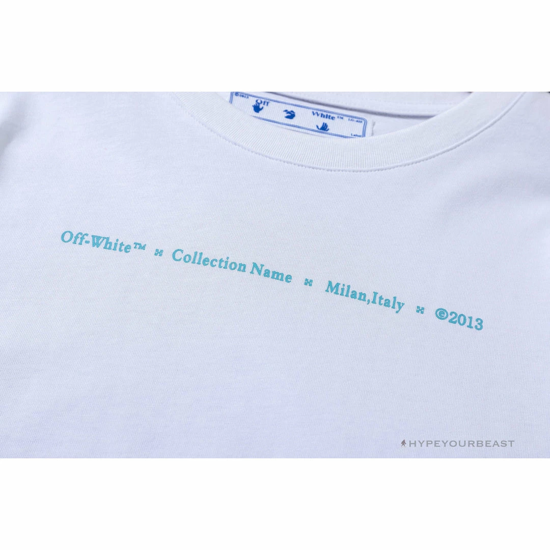 Hypeyourbeast OFF-WHITE Light Blue Marker Draw Pattern Tee Shirt 'WHITE' 4 Hypeyourbeast OFF-WHITE Light Blue Marker Draw Pattern Tee Shirt 'WHITE'