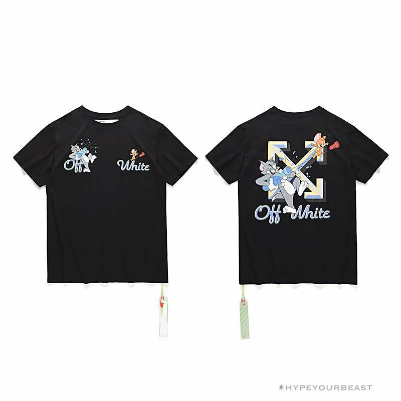 Hypeyourbeast OFF-WHITE Summer Tom And Jerry Print Tee Shirt 'BLACK' T-Shirts 3 Hypeyourbeast OFF-WHITE Summer Tom And Jerry Print Tee Shirt 'BLACK' T-Shirts