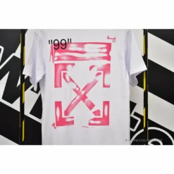 Hypeyourbeast OFF-WHITE 99 Pink Arrow Tee Shirt 'WHITE' 13 Hypeyourbeast OFF-WHITE 99 Pink Arrow Tee Shirt 'WHITE'