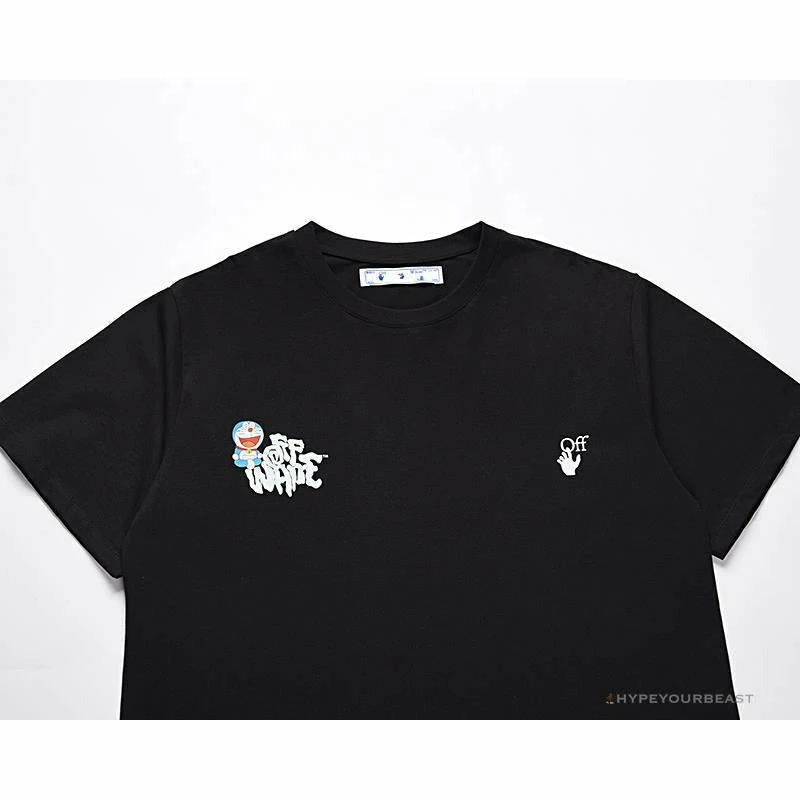 Hypeyourbeast OFF-WHITE Graffiti Letter Doraemon Tee Shirt ' BLACK' T-Shirts 3 Hypeyourbeast OFF-WHITE Graffiti Letter Doraemon Tee Shirt ' BLACK' T-Shirts