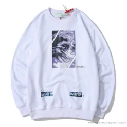Hypeyourbeast Shirts OFF-WHITE Classic Wave Oil Painting Cotton Terry Long Sleeve Shirt 'WHITE'