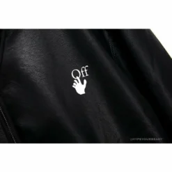 Hypeyourbeast OFF-WHITE 20FW New Logo Hooded Leather Jacket Black Hoodies & Jackets