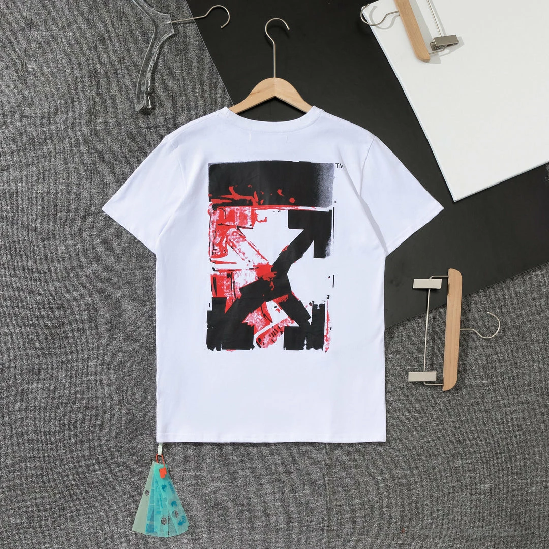 Hypeyourbeast OFF-WHITE Acrylic Hand-Painted Graffiti Pattern Tee Shirt 'WHITE' 2 Hypeyourbeast OFF-WHITE Acrylic Hand-Painted Graffiti Pattern Tee Shirt 'WHITE'