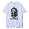 Hypeyourbeast BAPE Luminous Spots Camouflage Great Ape Man Black Head Cotton Short Sleeve Tee Shirt 'WHITE' Clothes