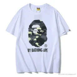 Hypeyourbeast BAPE Luminous Spots Camouflage Great Ape Man Black Head Cotton Short Sleeve Tee Shirt 'WHITE' Clothes