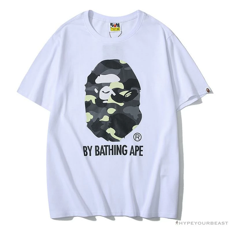 Hypeyourbeast BAPE Luminous Spots Camouflage Great Ape Man Black Head Cotton Short Sleeve Tee Shirt 'WHITE' Clothes 1 Hypeyourbeast BAPE Luminous Spots Camouflage Great Ape Man Black Head Cotton Short Sleeve Tee Shirt 'WHITE' Clothes