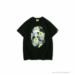 Hypeyourbeast Clothes BAPE Green Ape Head Blue Storm Tee Shirt 'BLACK'