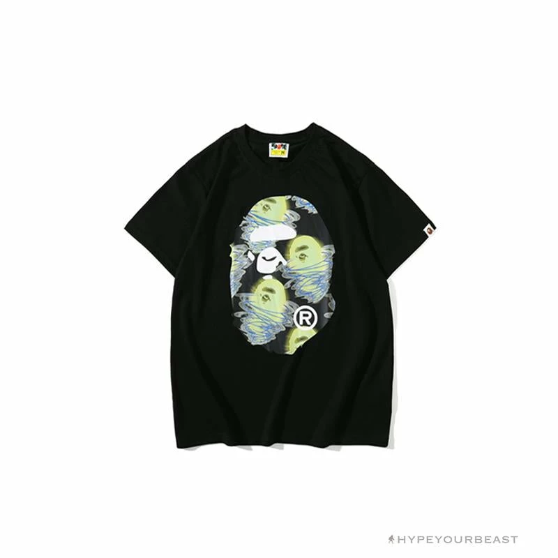 Hypeyourbeast Clothes BAPE Green Ape Head Blue Storm Tee Shirt 'BLACK' 1 Hypeyourbeast Clothes BAPE Green Ape Head Blue Storm Tee Shirt 'BLACK'