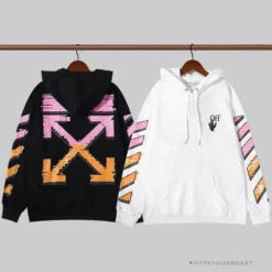 Hypeyourbeast OFF-WHITE Pink Orange Arrow Hoodie 'BLACK' Hoodies & Jackets