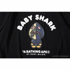 Hypeyourbeast Clothes BAPE Baby Shark Red Shark Tee Shirt 'BLACK'