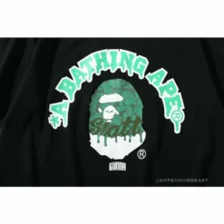 Hypeyourbeast Clothes BAPE Paint Splash Green Camouflage Tee Shirt 'BLACK'
