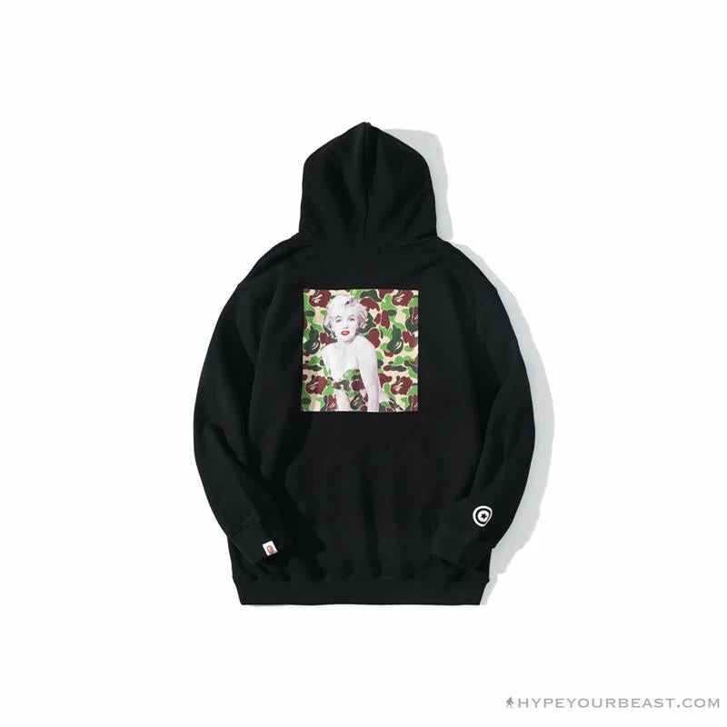 Hypeyourbeast Clothes BAPE Marilyn Monroe Camouflage Background Hoodie 'BLACK' 2 Hypeyourbeast Clothes BAPE Marilyn Monroe Camouflage Background Hoodie 'BLACK'