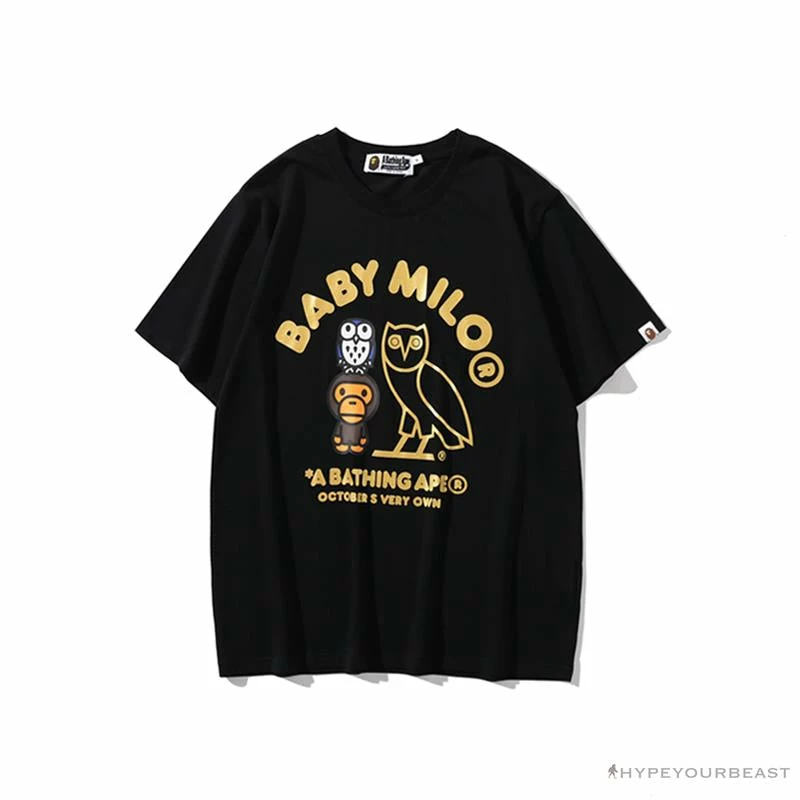 Hypeyourbeast BAPE Baby Milo Owl Bronzing Tee Shirt 'BLACK' 1 Hypeyourbeast BAPE Baby Milo Owl Bronzing Tee Shirt 'BLACK'