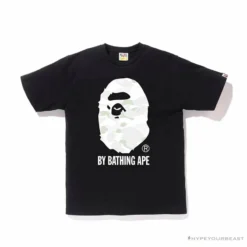Hypeyourbeast BAPE Luminous Spots Camouflage Great Ape Man White Head Cotton Short Sleeve Tee Shirt 'BLACK' Clothes