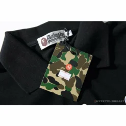 Hypeyourbeast BAPE Solid Color Versatile Embroidered Ape Head Small Badge Polo Shirt 'BLACK' Clothes