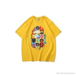 Hypeyourbeast BAPE Baby Milo Color Square Ape Head Tee Shirt 'YELLOW' Clothes