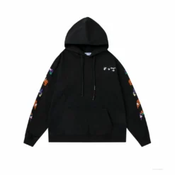 HypeYourBeast Off White Hoodie Embroidered Black Hoodies & Jackets