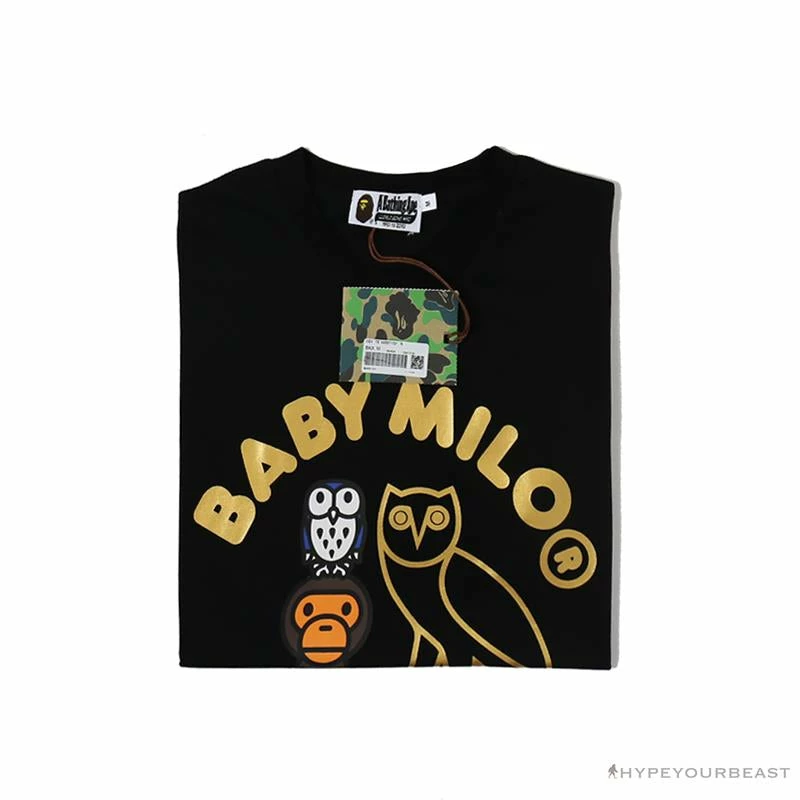 Hypeyourbeast BAPE Baby Milo Owl Bronzing Tee Shirt 'BLACK' 10 Hypeyourbeast BAPE Baby Milo Owl Bronzing Tee Shirt 'BLACK'