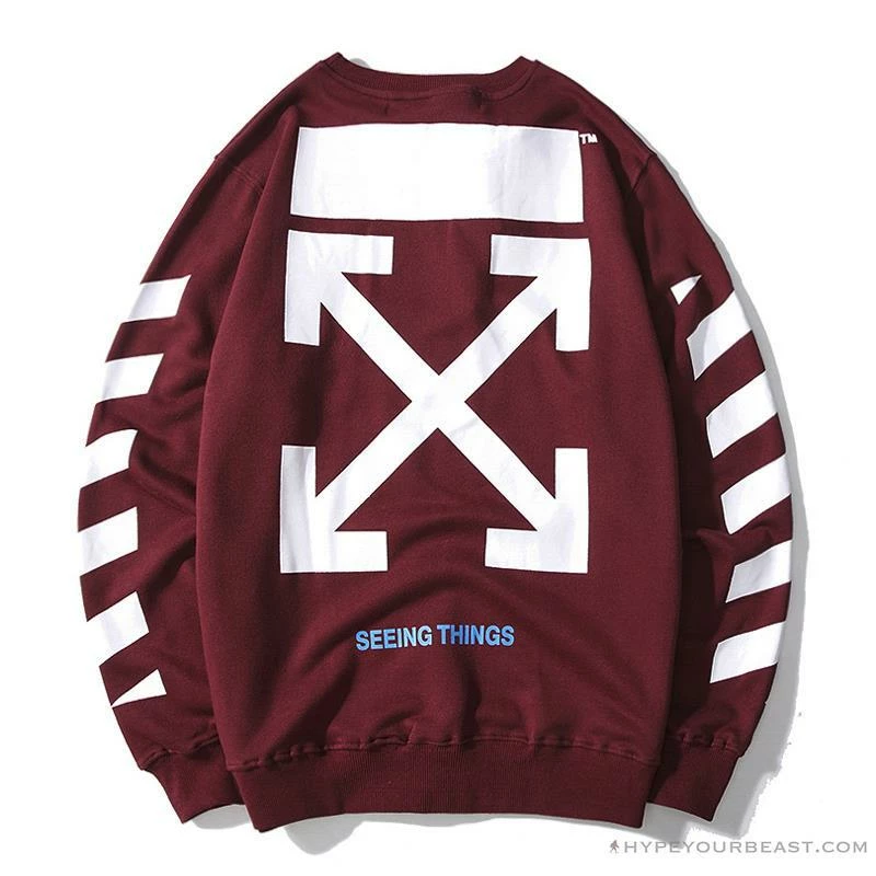 Hypeyourbeast OFF-WHITE Classic Basic Cotton Terry Long Sleeve Shirt 'WINE RED' Shirts 1 Hypeyourbeast OFF-WHITE Classic Basic Cotton Terry Long Sleeve Shirt 'WINE RED' Shirts