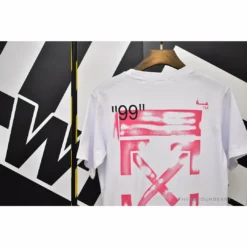 Hypeyourbeast OFF-WHITE 99 Pink Arrow Tee Shirt 'WHITE' 12 Hypeyourbeast OFF-WHITE 99 Pink Arrow Tee Shirt 'WHITE'