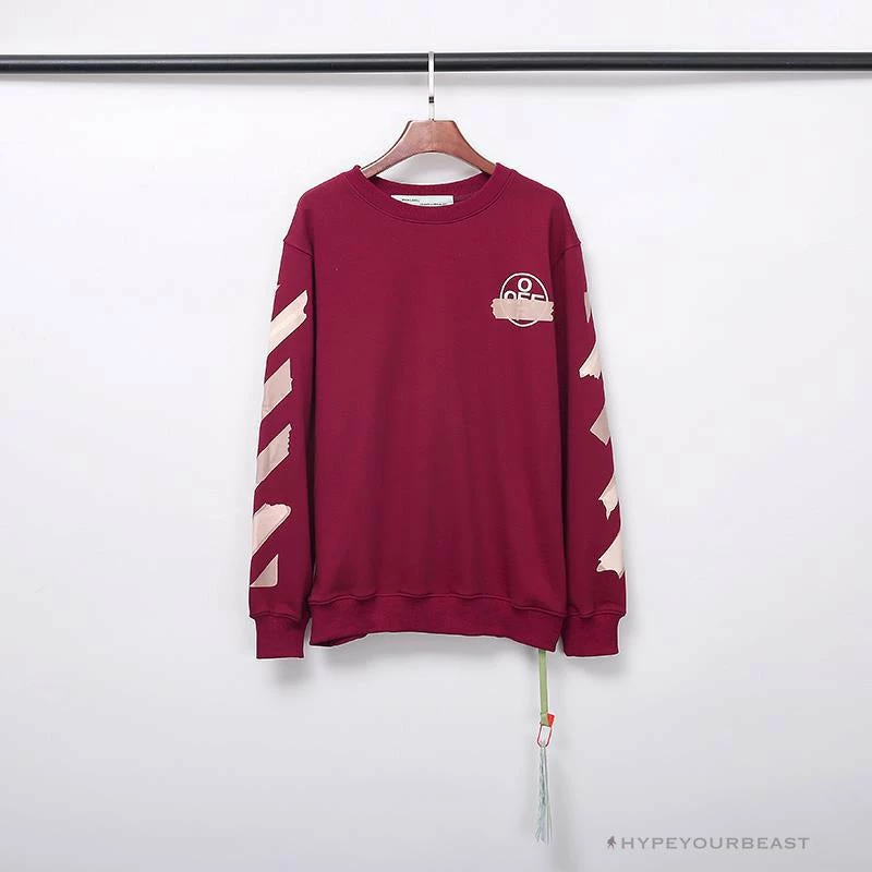 Hypeyourbeast OFF-WHITE Rubber Strip Arrow Long Sleeve Shirt 'WINE RED' Shirts 1 Hypeyourbeast OFF-WHITE Rubber Strip Arrow Long Sleeve Shirt 'WINE RED' Shirts