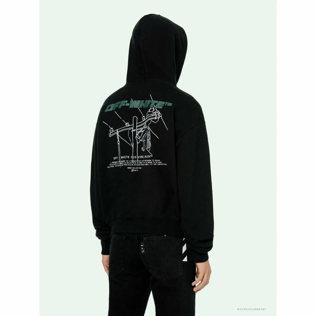 Hypeyourbeast Hoodies & Jackets OFF-WHITE Hand-Painted Utility Pole Worker Hoodie 'BLACK' 5 Hypeyourbeast Hoodies & Jackets OFF-WHITE Hand-Painted Utility Pole Worker Hoodie 'BLACK'