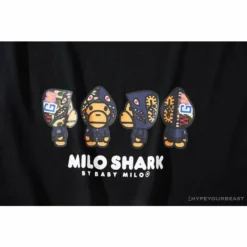 Hypeyourbeast BAPE Baby Milo Blue Shark Hat Little Monkey Tee Shirt 'BLACK' Clothes