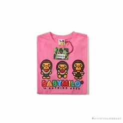 Hypeyourbeast Clothes BAPE Baby Milo Watermelon Little Monkey Tee Shirt 'PINK'