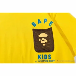 Hypeyourbeast BAPE KIDS Small Net Pocket Ape Man Head Tee Shirt 'YELLOW' Clothes