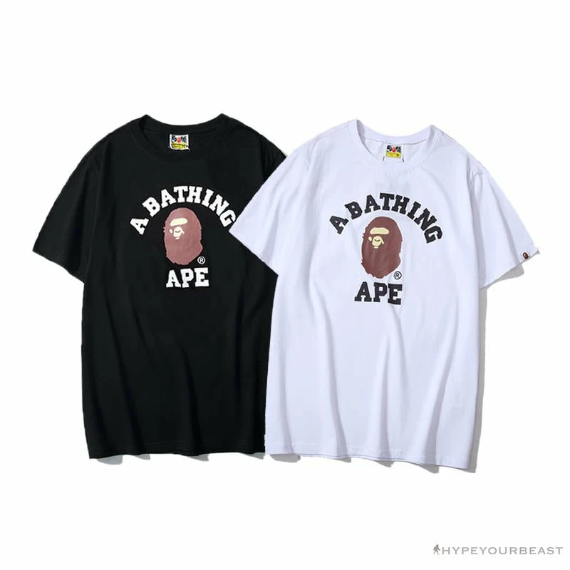Hypeyourbeast BAPE Classic Basic Ape Man Head English LOGO Tee Shirt 'BLACK' Clothes 11 Hypeyourbeast BAPE Classic Basic Ape Man Head English LOGO Tee Shirt 'BLACK' Clothes