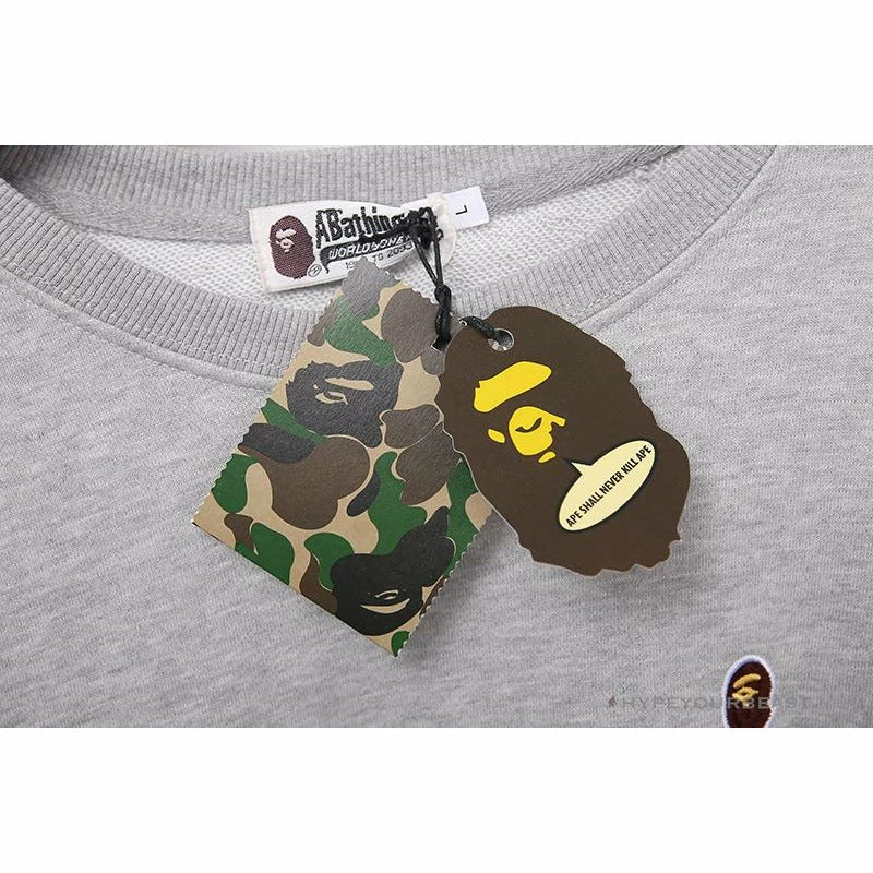 Hypeyourbeast BAPE Classic Ape Head Embroidered Long Sleeve Shirt 'GREY' 4 Hypeyourbeast BAPE Classic Ape Head Embroidered Long Sleeve Shirt 'GREY'