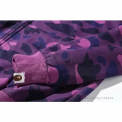 Hypeyourbeast BAPE Shark Head Classic Embroidered Camouflage Zip-Up Hoodie 'PURPLE' Clothes