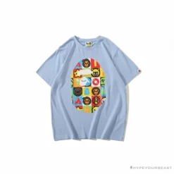 Hypeyourbeast BAPE Baby Milo Color Square Ape Head Tee Shirt 'BLUE' Clothes