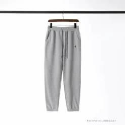 Hypeyourbeast Clothes BAPE Classic Ape Head Embroidered Standard Cotton Terry Pants 'LIGHT GREY'