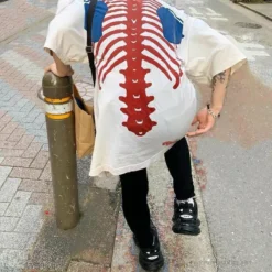 Hypeyourbeast OFF-WHITE Loose X Oversized Chest Tee Shirt 'WHITE'