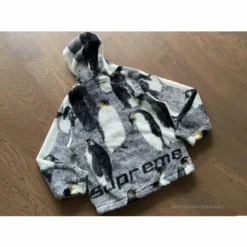 HypeYourBeast Supreme Penguins Hooded Fleece Jacket Black Hoodies & Jackets