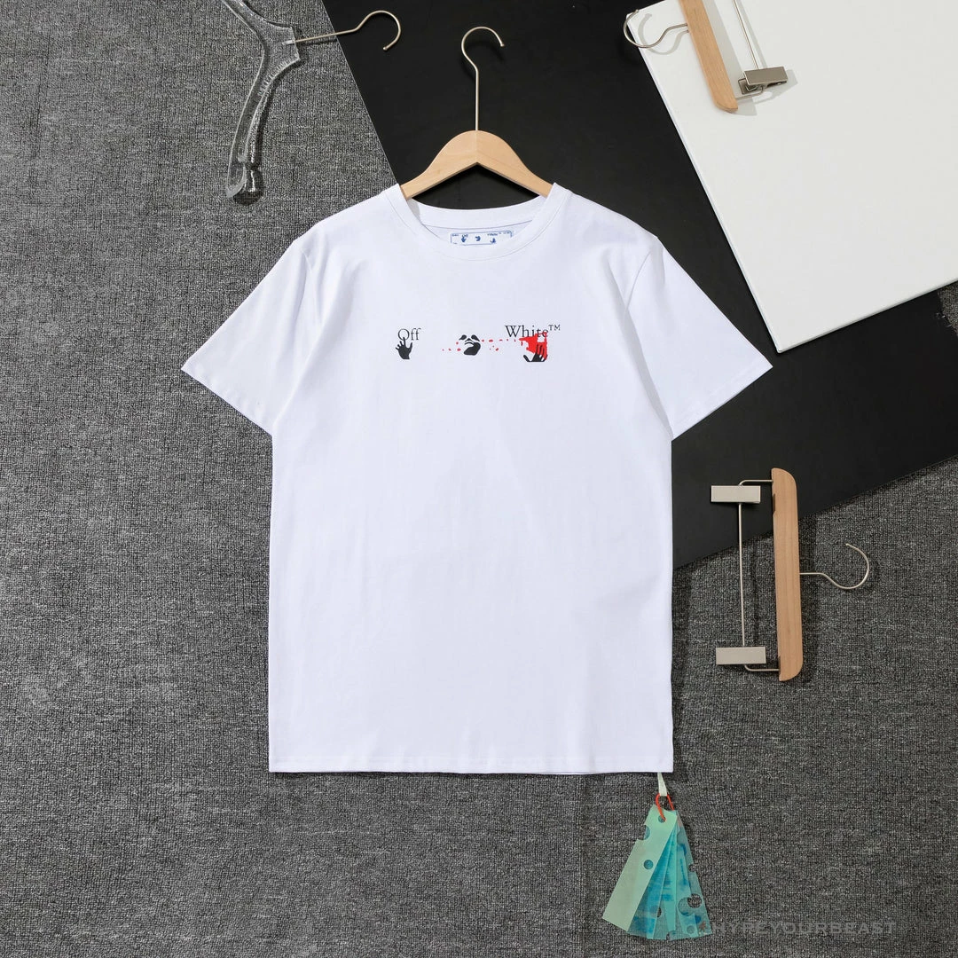 Hypeyourbeast OFF-WHITE Acrylic Hand-Painted Graffiti Pattern Tee Shirt 'WHITE' 1 Hypeyourbeast OFF-WHITE Acrylic Hand-Painted Graffiti Pattern Tee Shirt 'WHITE'