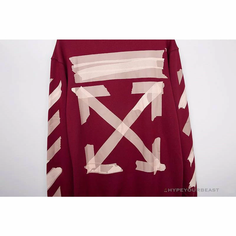 Hypeyourbeast OFF-WHITE Rubber Strip Arrow Long Sleeve Shirt 'WINE RED' Shirts 4 Hypeyourbeast OFF-WHITE Rubber Strip Arrow Long Sleeve Shirt 'WINE RED' Shirts