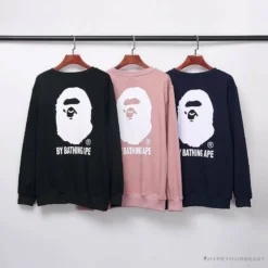Hypeyourbeast BAPE Behind The Great Ape-Man Head Long Sleeve Shirt 'DARK BLUE'