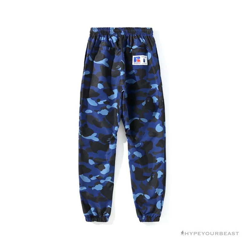 Hypeyourbeast Clothes BAPE X RUSSELL ATHLETIC Drawstring Camouflage Pants 'BLUE' 2 Hypeyourbeast Clothes BAPE X RUSSELL ATHLETIC Drawstring Camouflage Pants 'BLUE'
