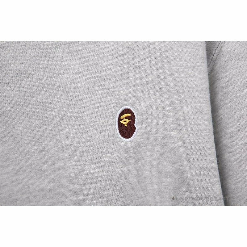 Hypeyourbeast BAPE Classic Ape Head Embroidered Long Sleeve Shirt 'GREY' 5 Hypeyourbeast BAPE Classic Ape Head Embroidered Long Sleeve Shirt 'GREY'