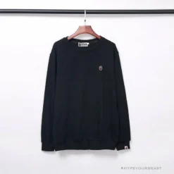 Hypeyourbeast Clothes BAPE Classic Ape Head Embroidered Long Sleeve Shirt 'BLACK'