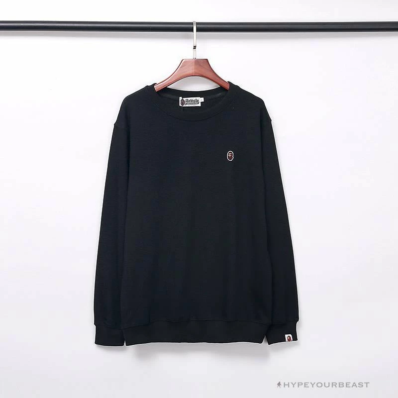 Hypeyourbeast Clothes BAPE Classic Ape Head Embroidered Long Sleeve Shirt 'BLACK' 1 Hypeyourbeast Clothes BAPE Classic Ape Head Embroidered Long Sleeve Shirt 'BLACK'