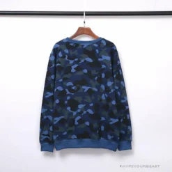 Hypeyourbeast BAPE Classic Ape Head Embroidered Camouflage Long Sleeve Shirt 'BLUE'