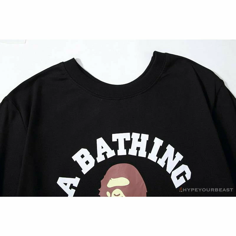 Hypeyourbeast BAPE Classic Basic Ape Man Head English LOGO Tee Shirt 'BLACK' Clothes 3 Hypeyourbeast BAPE Classic Basic Ape Man Head English LOGO Tee Shirt 'BLACK' Clothes